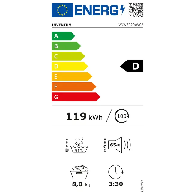 Inventum VDW8020W | Warmtepompdroger | 8 kg