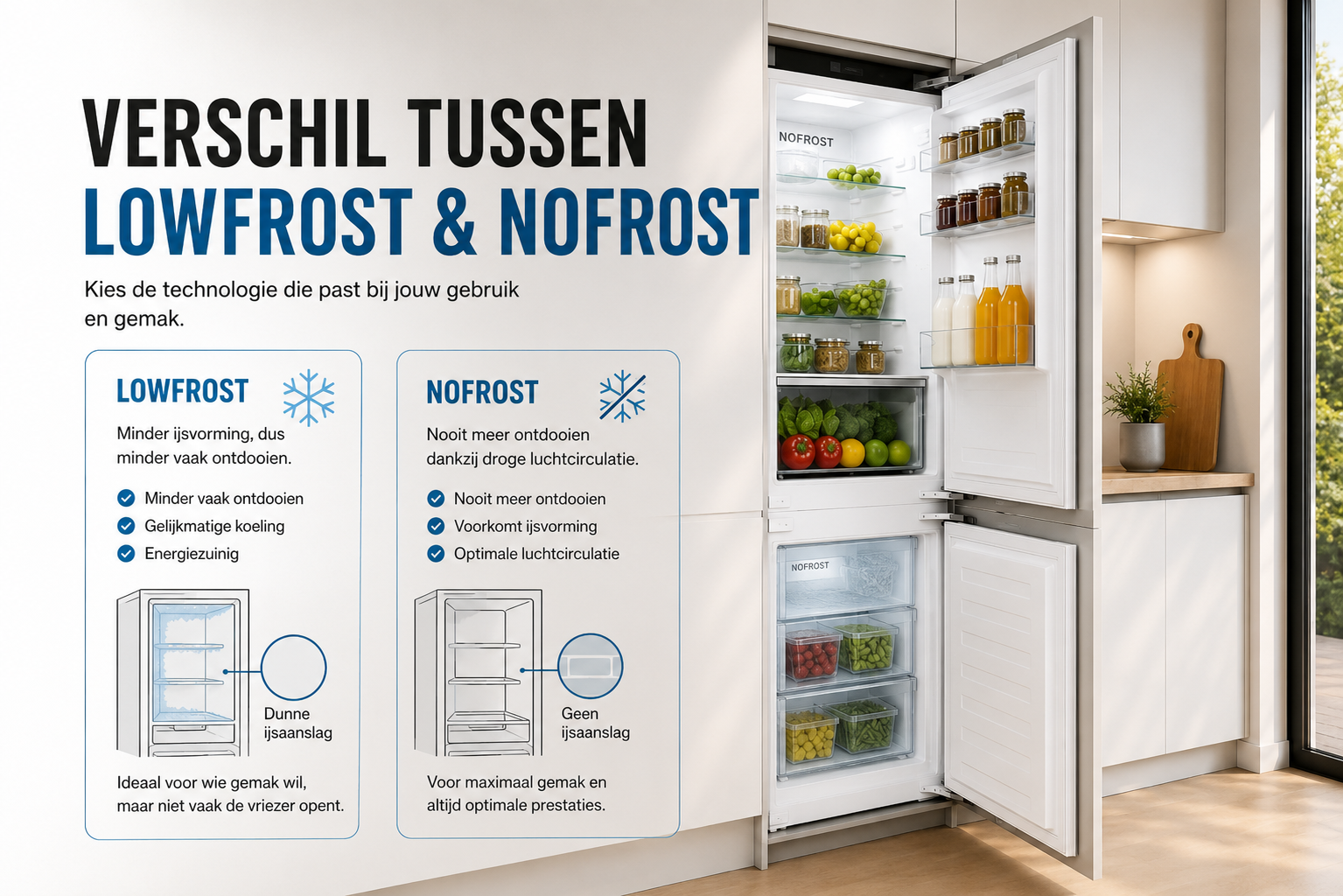 No Frost of Low Frost? Dit is het verschil (en welke moet je kiezen?)