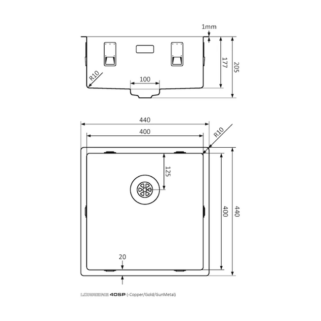 Lorreine Royal Series 40-SP | Spoelbak | Copper
