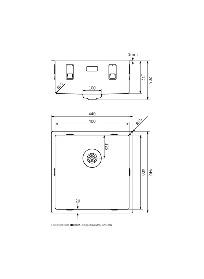 Lorreine Royal Series 40-SP | Spoelbak | Copper