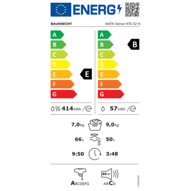 Bauknecht WATK Sense 97S 52 N | Wadroogcombinatie 9 - 7 kg
