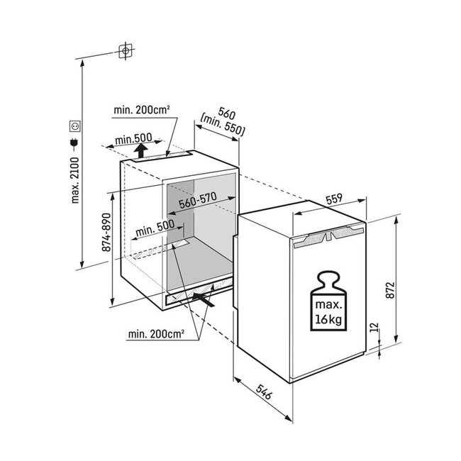 Liebherr SIBa 20i 3950 | Inbouw koelkast | 88 cm | A