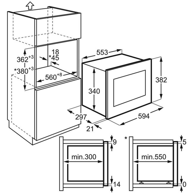 AEG MBK2051-M | Inbouw  magnetron | Grill | 39 cm