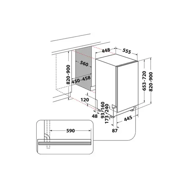 Bauknecht BK6IC11BS7LA0 | Inbouwvaatwasser | 45 cm | C label