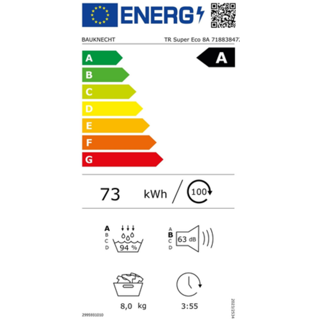 Bauknecht TR Super Eco 8A | Warmtepompdroger | 8 kg