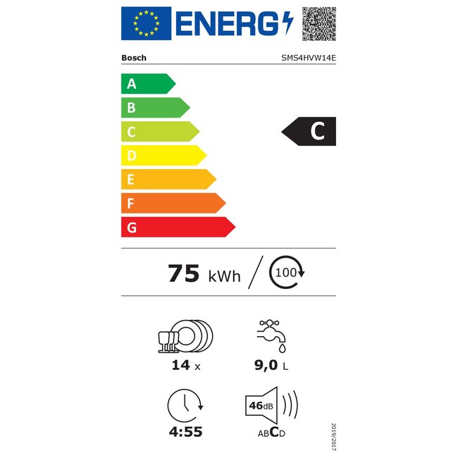 Bosch SMS4HVW14E | Vrijstaande vaatwasser | Wit | C label