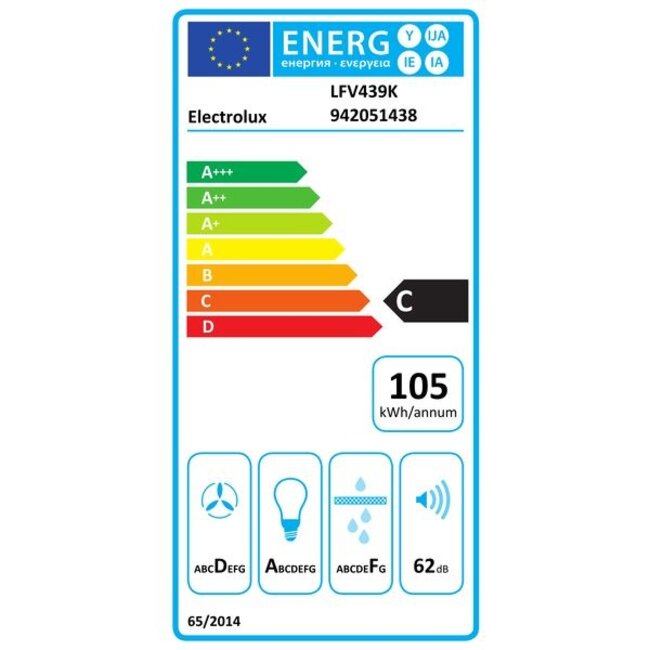 Electrolux ( AEG ) Electrolux LFV439K | Afzuigkap | Schuin | 60 cm | Zwart