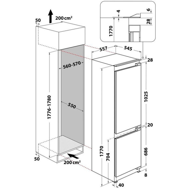 Bauknecht KGITN 18F4 M  | Inbouw koelvriescombinatie | 178 cm | NoFrost