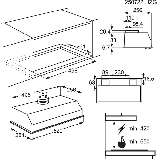 AEG DGB3523S | Inbouw afzuigkap | 52 cm