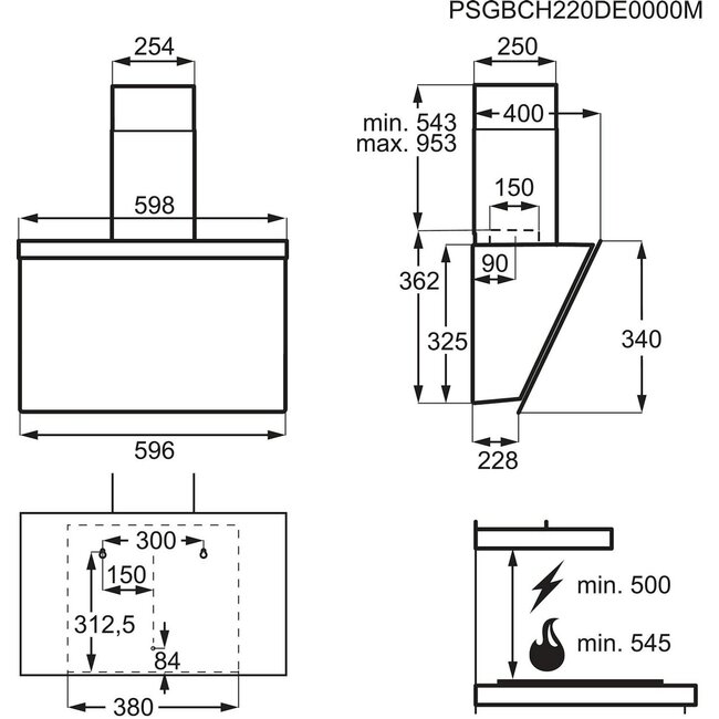 AEG DVK5661HB | Afzuigkap | Zwart | 60 cm