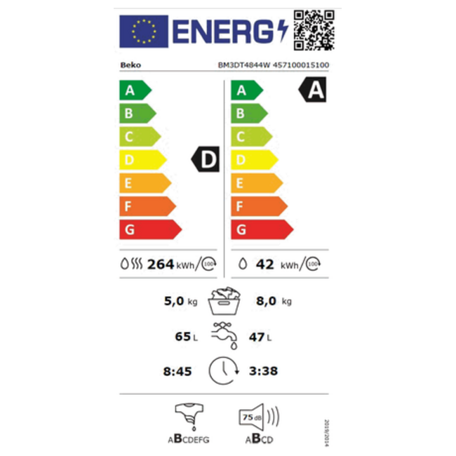 Beko BM3DT4844W | Wasdroogcombinatie | 8-5 kg