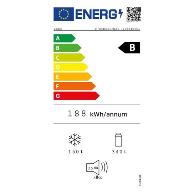Beko B7RCNE567HXB1 | Koelvriescombinatie | B label