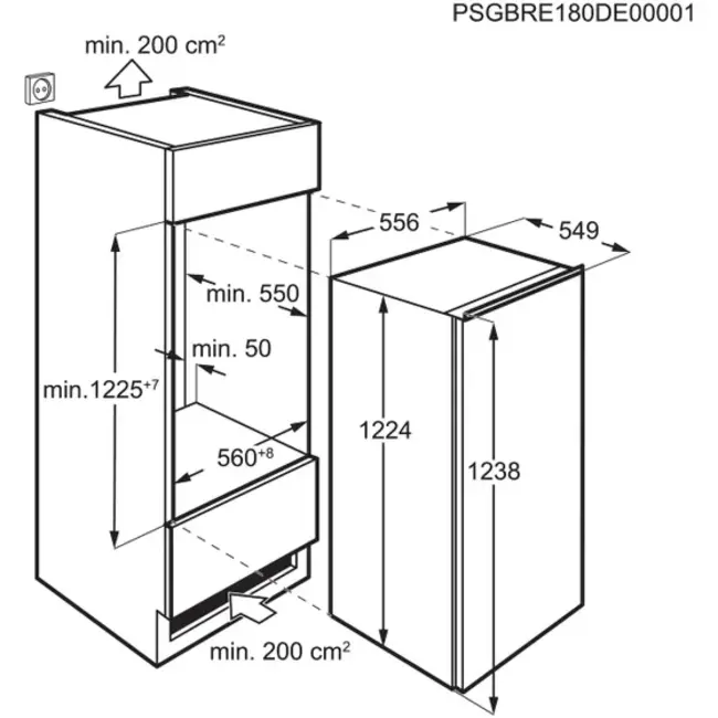 AEG TSF5O121DF inbouw koelkast 122.5 cm | Deur op deur