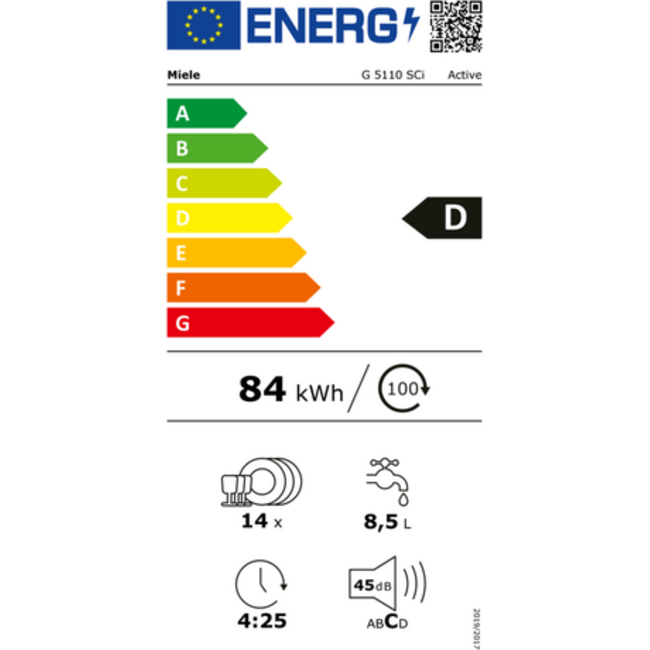 Miele G 5110 SCi Active | Half geintegreerde vaatwasser| RVS