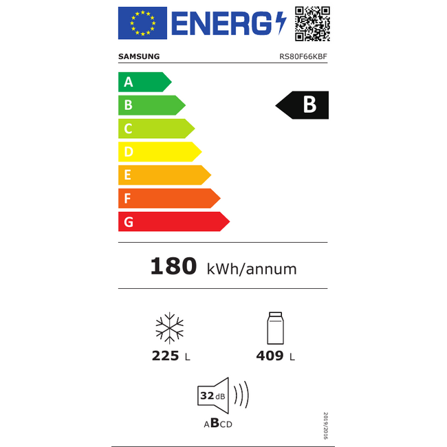 Samsung  RS80F66KBF | Amerikaanse koelkast | Energielabel B | Zwart