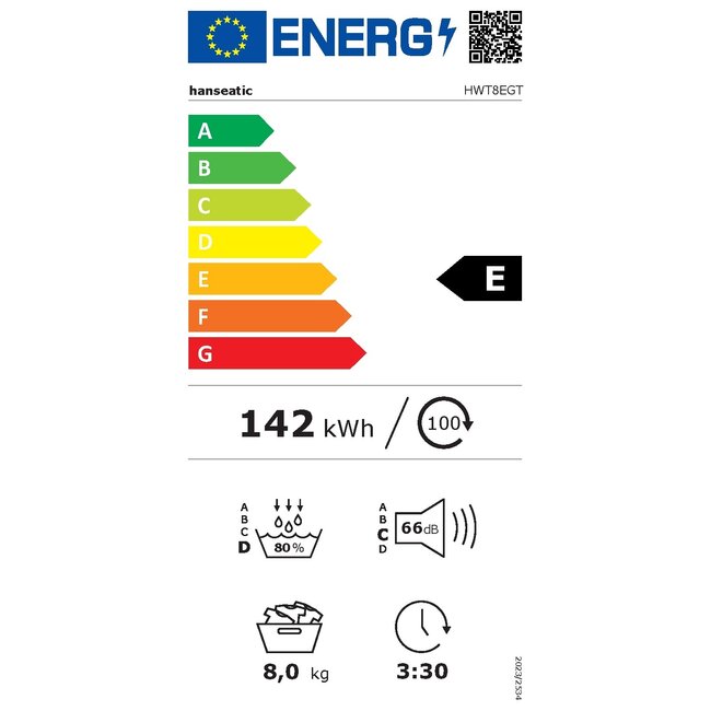 Hanseatic HWT8EGT | Warmtepompdroger | 8 kg