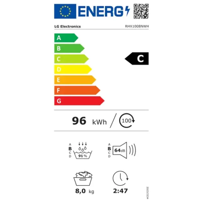 LG RHX1008NWH | Warmtepompdroger | 8 kg | Zelfreinigend