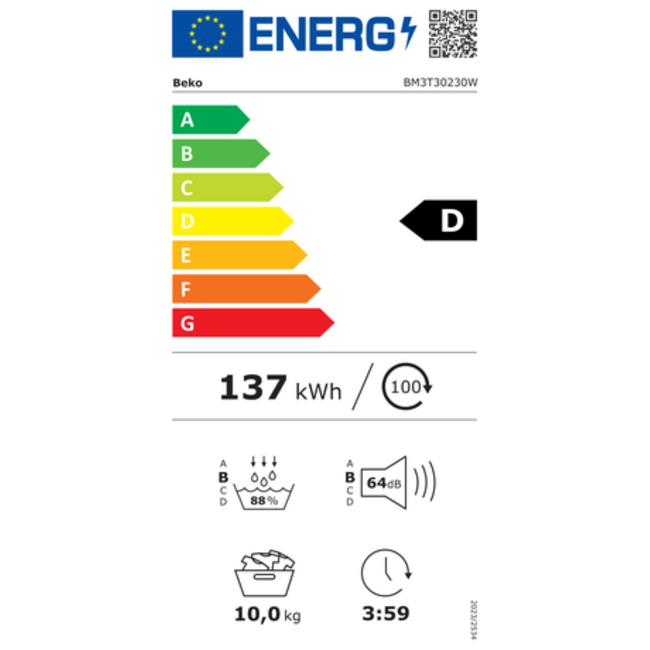 Beko BM3T30230W | Warmtepompdroger | 10 kg | D
