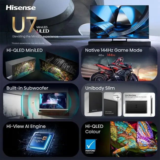 Hisense 55U7SE - Ultra HD 4K - Mini-led-tv - 55 inch
