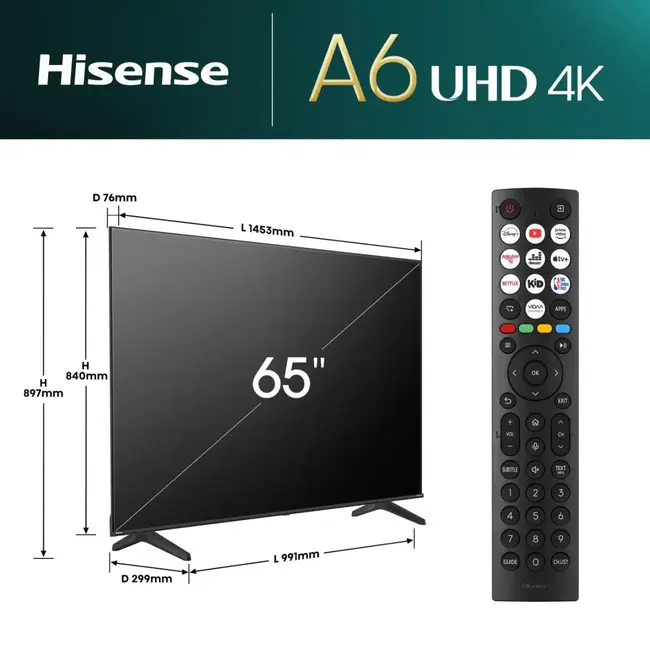 Hisense 65A6N | UHD Smart TV 4K 60 Hz | 65 Inch
