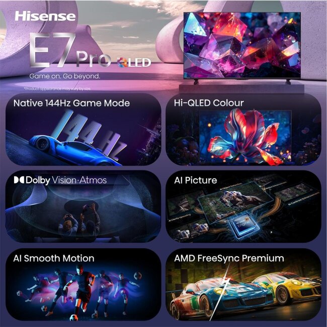 Hisense 55E7S Pro - QLED 4K - QLED-tv - 55 inch - 2026