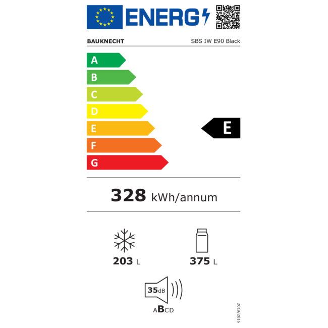 Bauknecht SBS IW E90 | Amerikaanse koelkast | Zwart | E