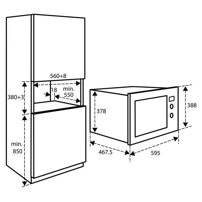 Inventum IMC6032FZWA | Combimagnetron | Nis 38 cm | Zwart