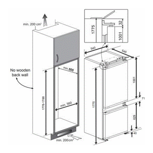 Beko BCHA275K4SN | Inbouw koelvriescombinatie | 178 cm | Sleepdeur | Nofrost