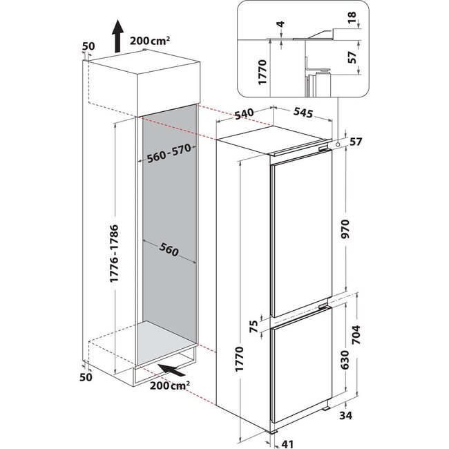 Bauknecht BKGIL 18S12 | Inbouw koelvriescombinatie | 177 cm | Sleepdeur