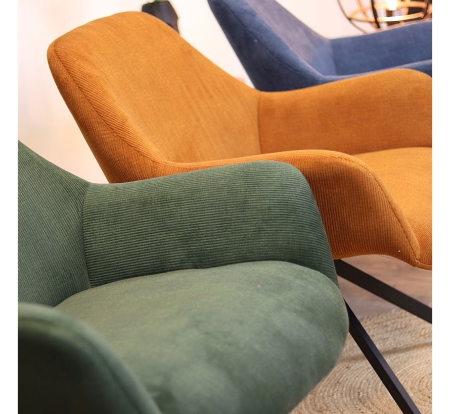 Sessel Emily Cord mit Armlehne modern grün - Nur 2 Tage Lieferzeit