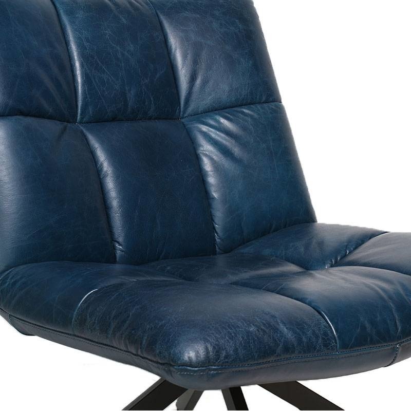 Ledersessel Madi drehbar Industrial Design blau - Gratis Versand - Livin24