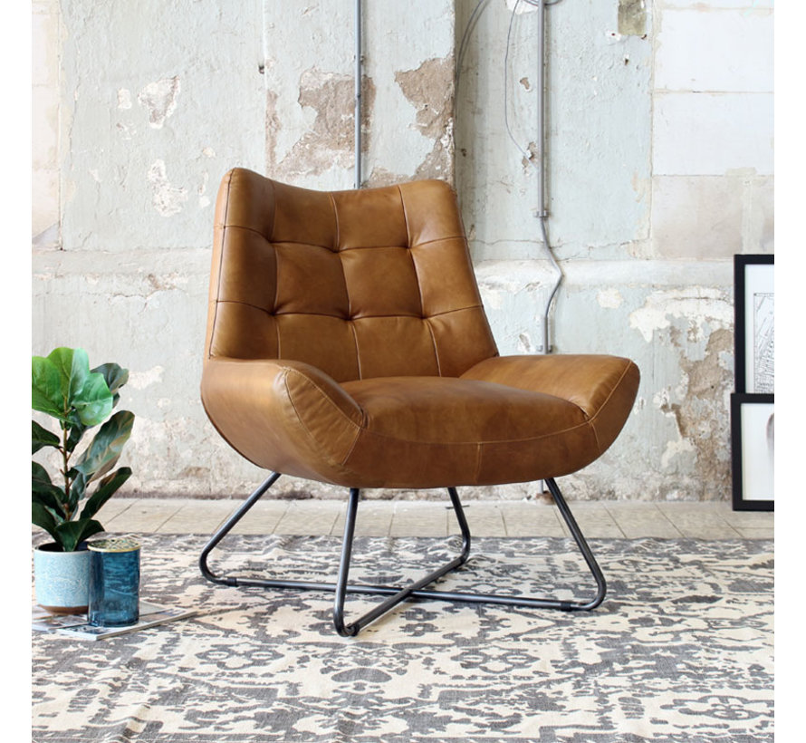 Ledersessel Joa Industrial Design cognac - Gratis Versand - Livin24