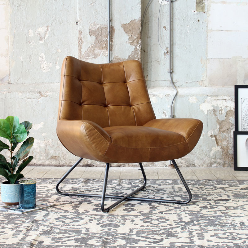 Ledersessel Joa Industrial Design cognac - Gratis Versand - Livin24