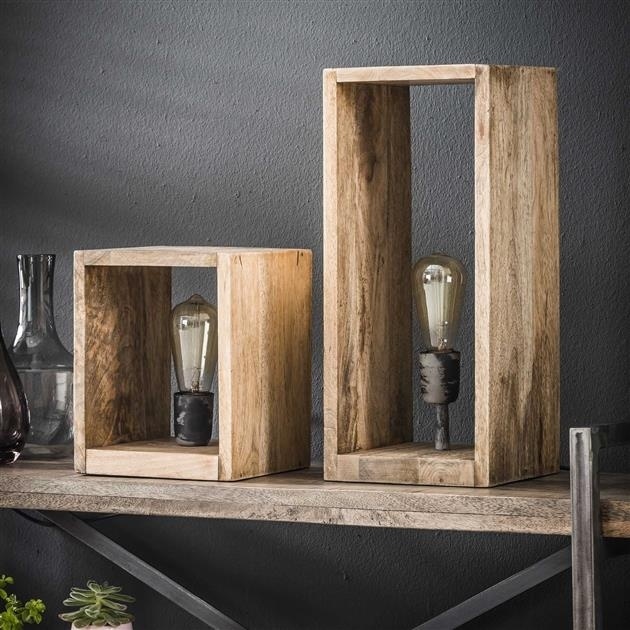 Tischlampe Caleb 1-flammig Rechteck Mangoholz - Zahlung auf Rechnung