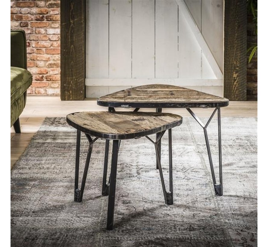 Couchtisch Set Luisa Vintage (2er Set) Hartholz - 2 Tage Lieferzeit