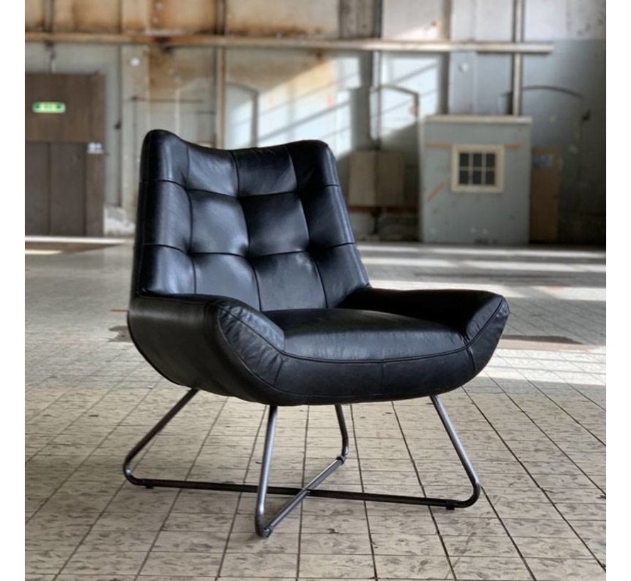 Ledersessel Joa Industrial Design schwarz - Gratis Versand - Livin24