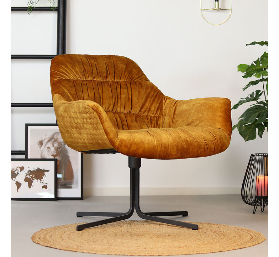 Samt Sessel Lizzy drehbar mit Armlehne ockergelb - Kauf auf Rechnung