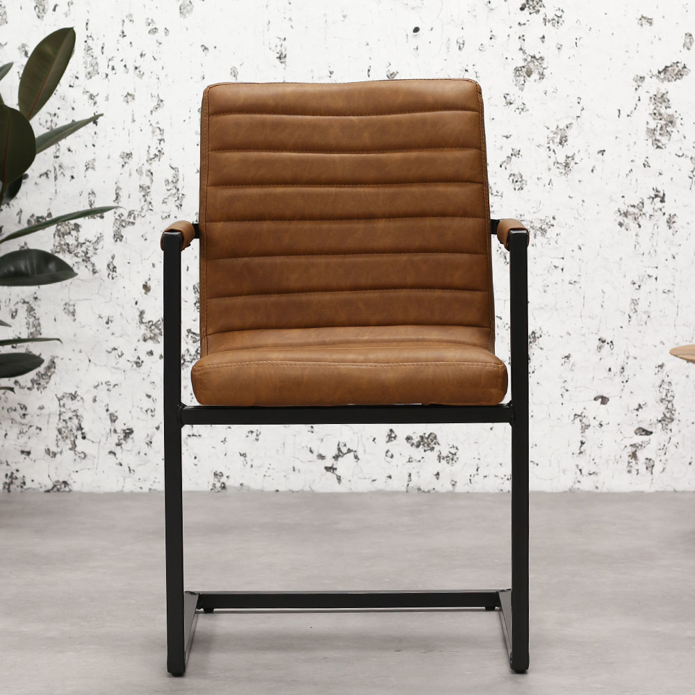 Esszimmerstuhl Kunstleder Brute mit Armlehne cognac - Gratis Versand