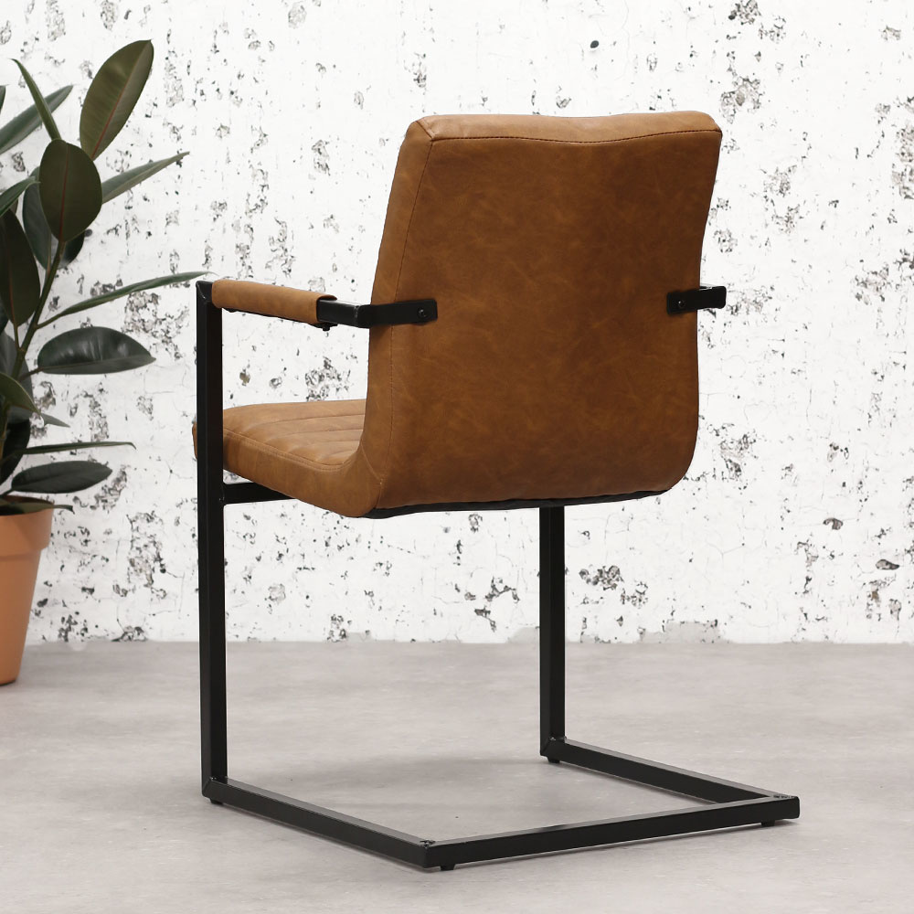 Esszimmerstuhl Kunstleder Brute mit Armlehne cognac - Gratis Versand