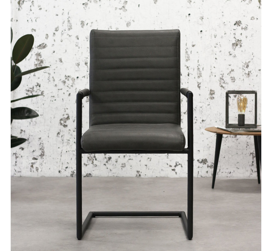 Esszimmerstuhl Kunstleder Ronald anthrazit - Nur 2 Tage Lieferzeit