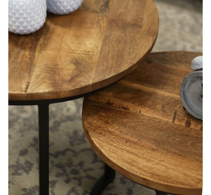 Couchtisch Mangoholz Calvin rund (2er Set) - Zahlung auf Rechnung - Livin24