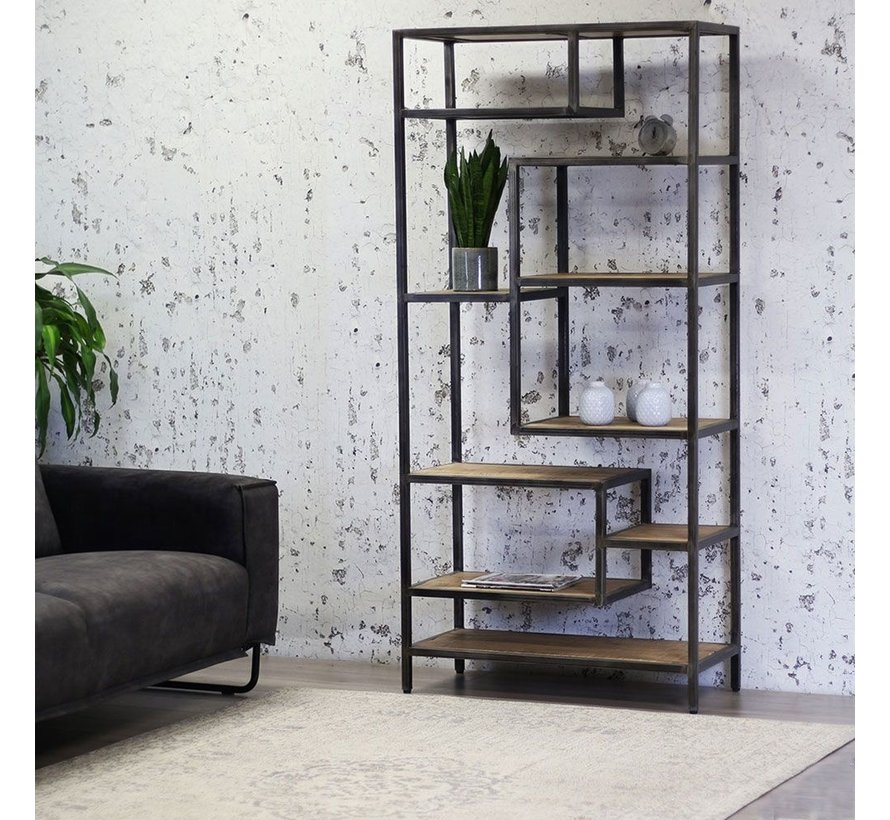 Bücherregal Siebe Industrial Design Metall Mangoholz - Gratis Versand