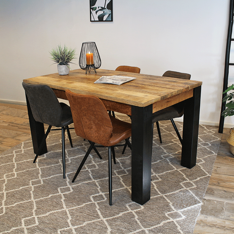 Esszimmertisch Industrial aus massivem Mangoholz - Gratis Rückversand