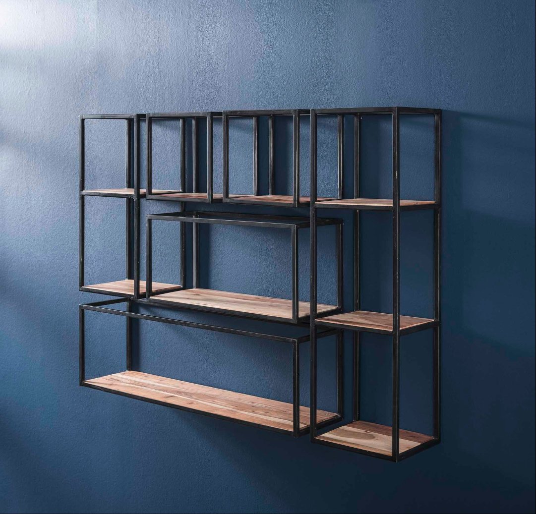 Wandregal Ryon Akazienholz/Metall 100 cm hoch - 30 Tage Rückgaberecht