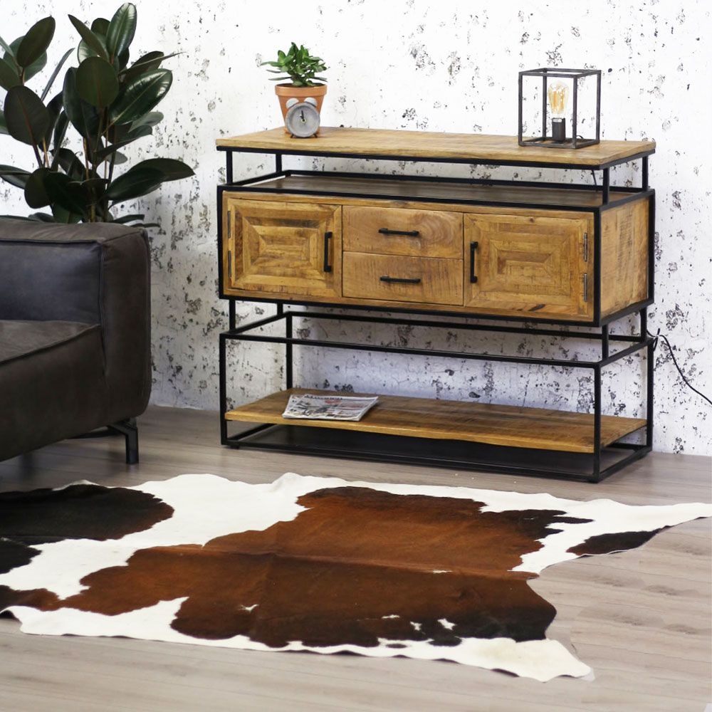 Sideboard Vintage Dallas Mangoholz Metall - Nur 2 Tage Lieferzeit
