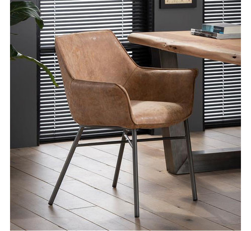 Esszimmerstuhl Bryant mit Armlehne Kunstleder braun - Gratis Versand