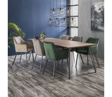 Esszimmertisch Johan aus Metall und MDF im Eichenlook - Gratis Versand