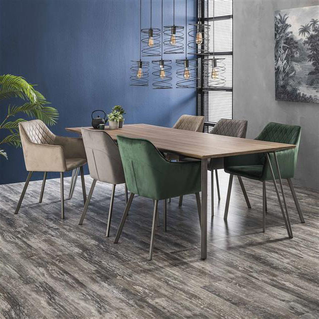 Esszimmertisch im Industriedesign aus Metall und MDF - Gratis Versand