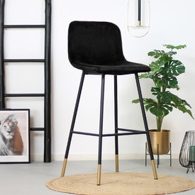 Barhocker Samt Mikky 65 - 78 cm schwarz