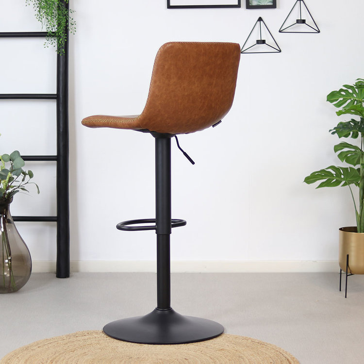 Barhocker Leder Texas höhenverstellbar cognac 60-76 cm